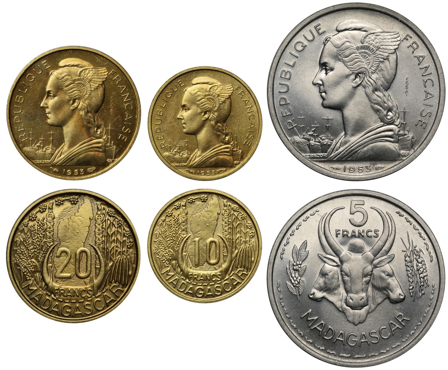 Madagascar, 1953 Essais Monnaie de Paris Set