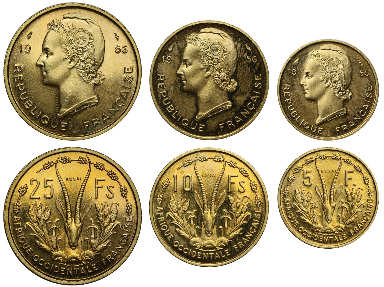 French West Africa, 1956 Essais Monnaie de Paris Set