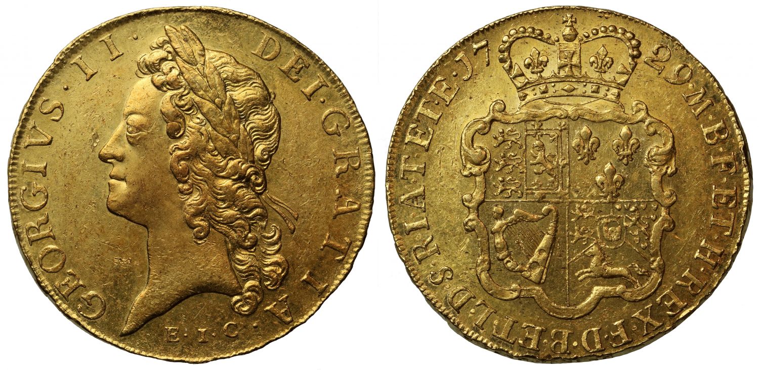 George II 1729 EIC Five-Guineas