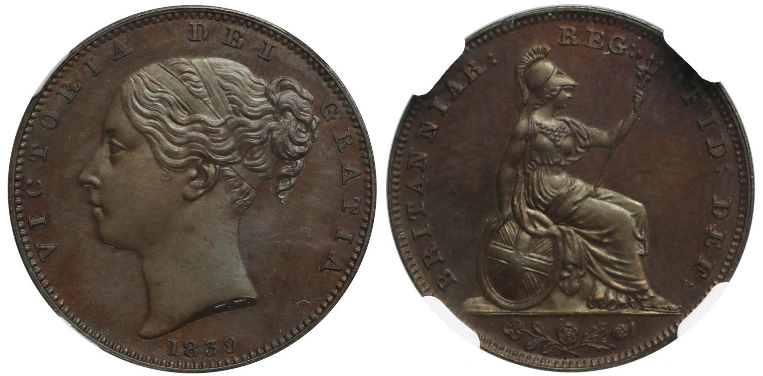 Victoria 1839 Proof Farthing PF64BN