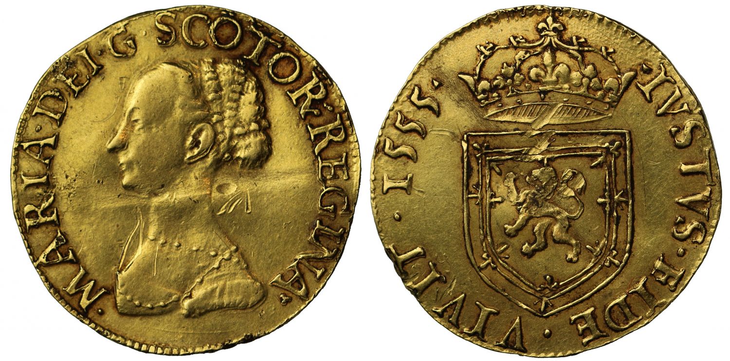 Mary Queen of Scots, 1555 gold Three Pounds