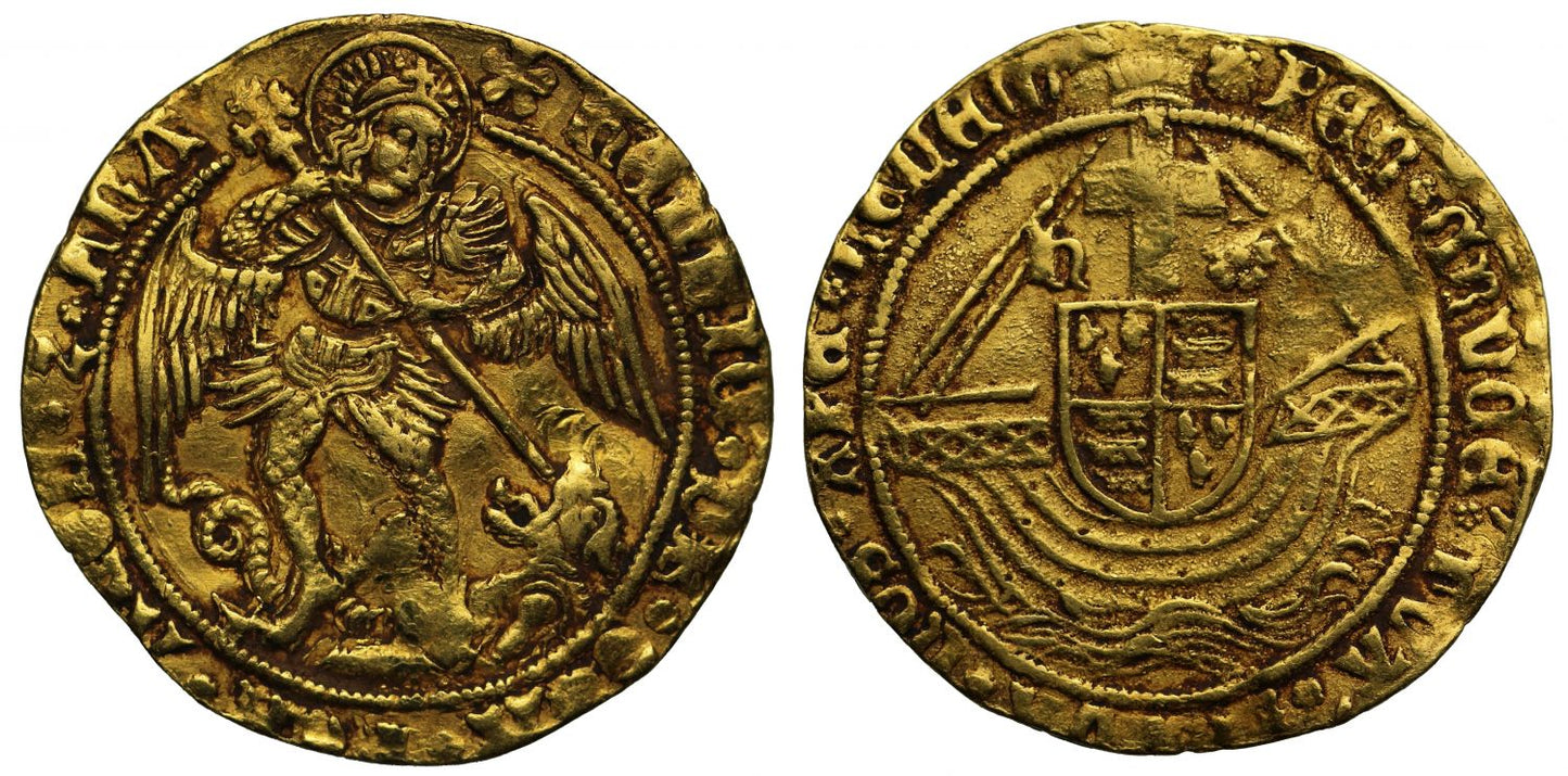 Henry VII gold Angel, muled mint marks
