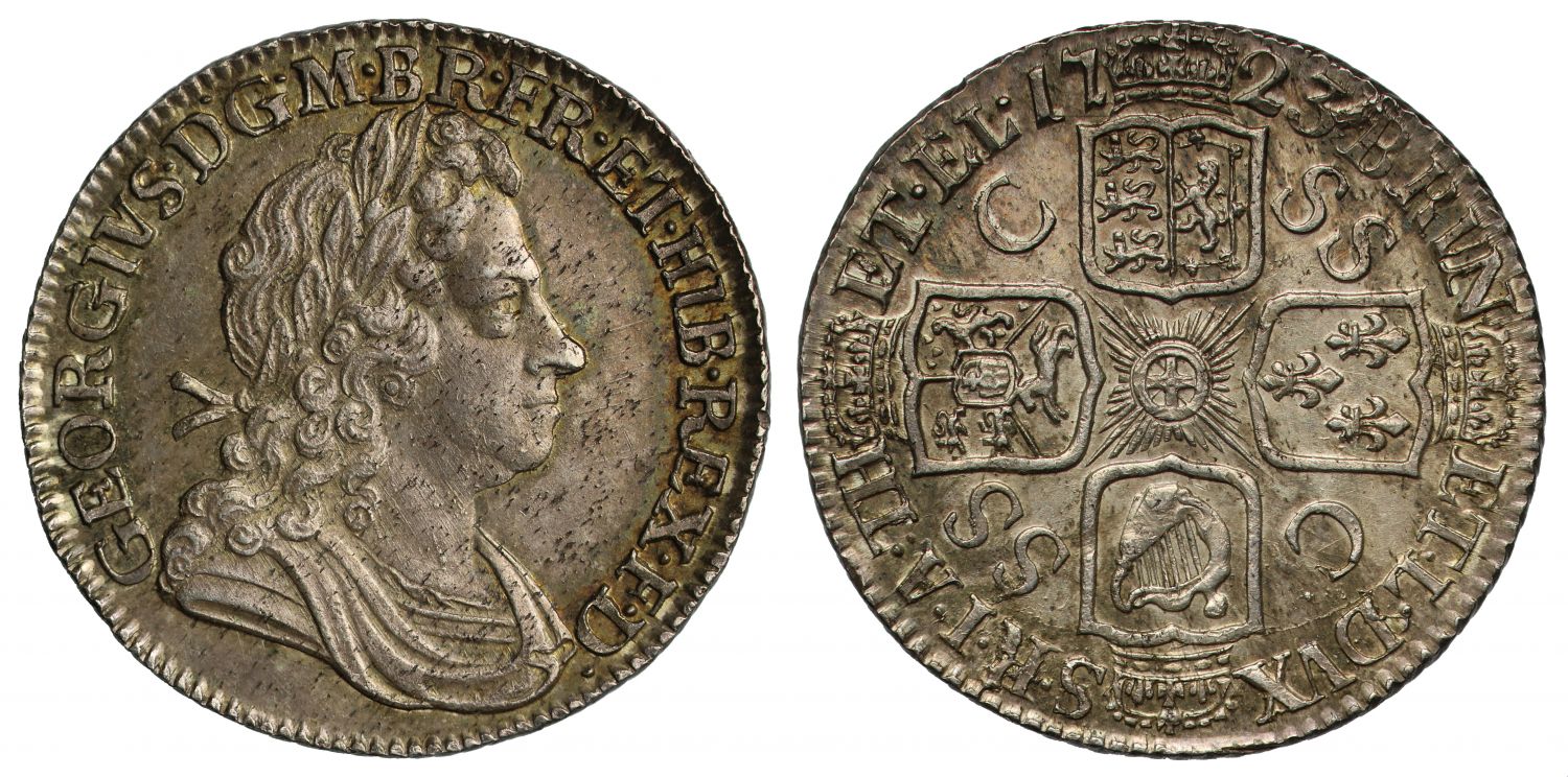 George I 1723 Shilling C over SS variety