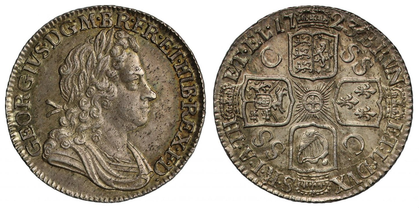 George I 1723 Shilling C over SS variety