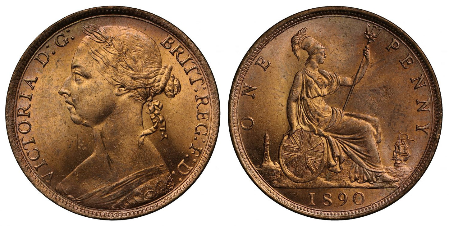 Victoria 1890 Penny, bun head type