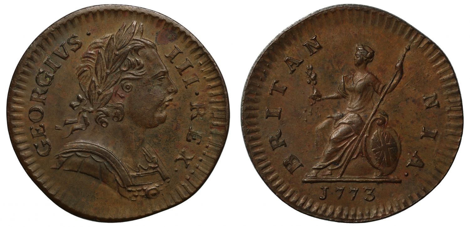 George III 1773 Farthing, first obverse