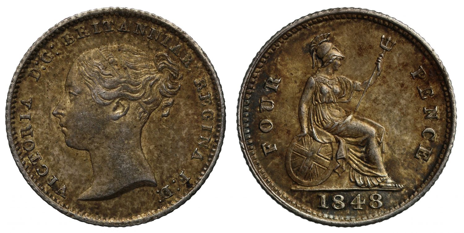 Victoria 1848 Groat, large date