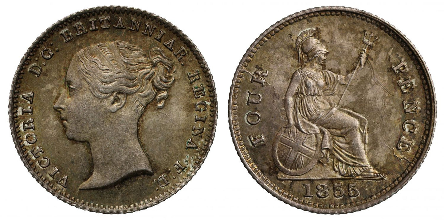 Victoria 1855 Groat of Four Pence, final year of currency issue