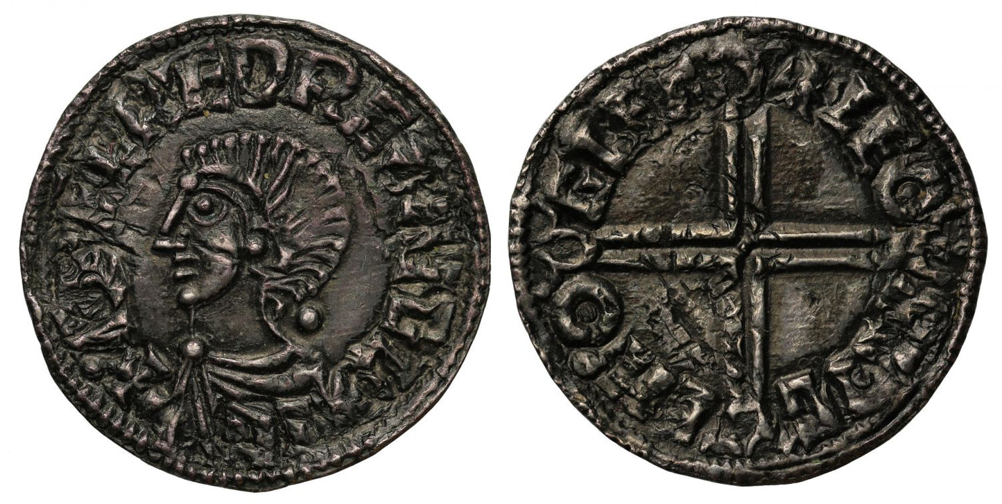 Aethelred II Penny Gloucester, long cross type