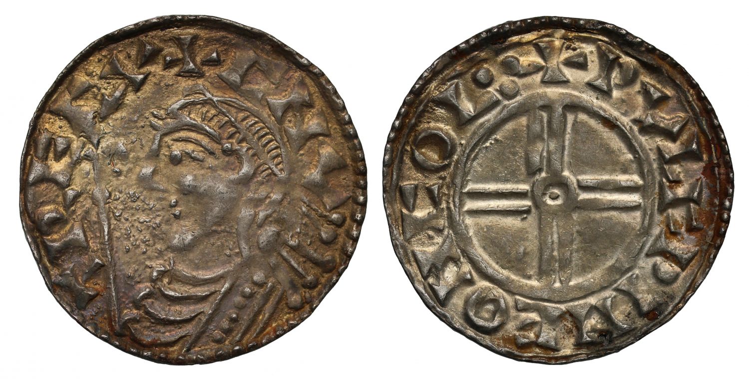 Canute Short cross type Penny, Colchester, Wulfwine