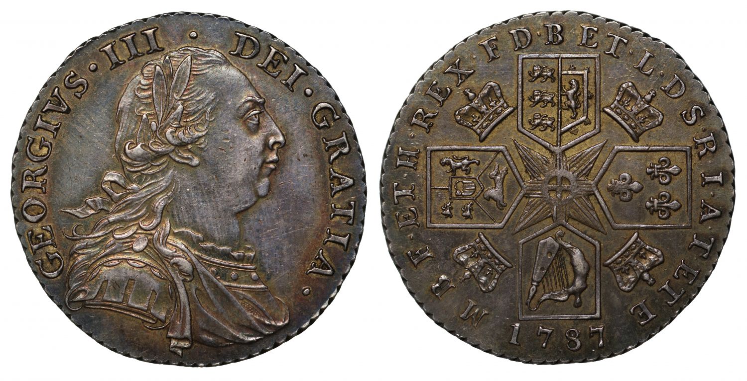George III 1787 Shilling no stops date, no hearts