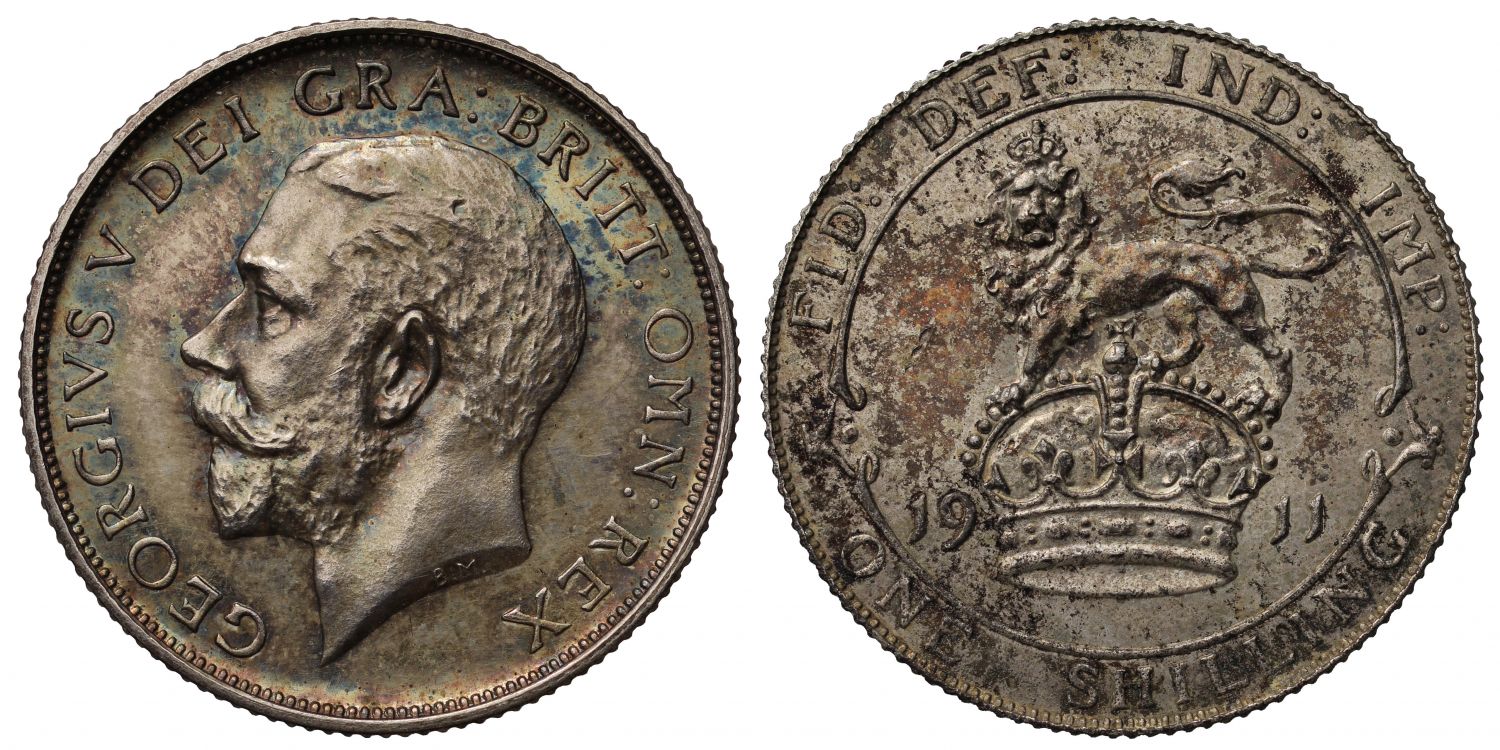 George V 1911 Proof Shilling, chamfered rim