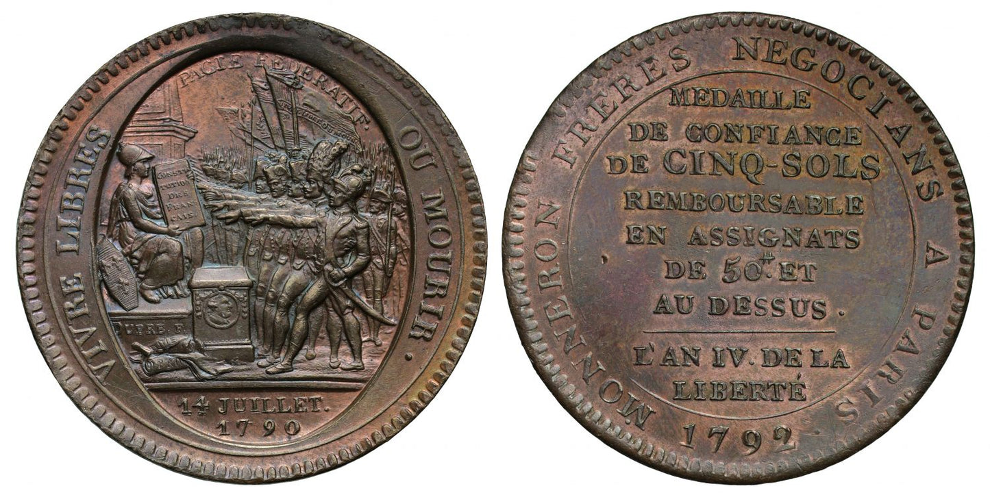 France, 1792 Monneron 5-Sols