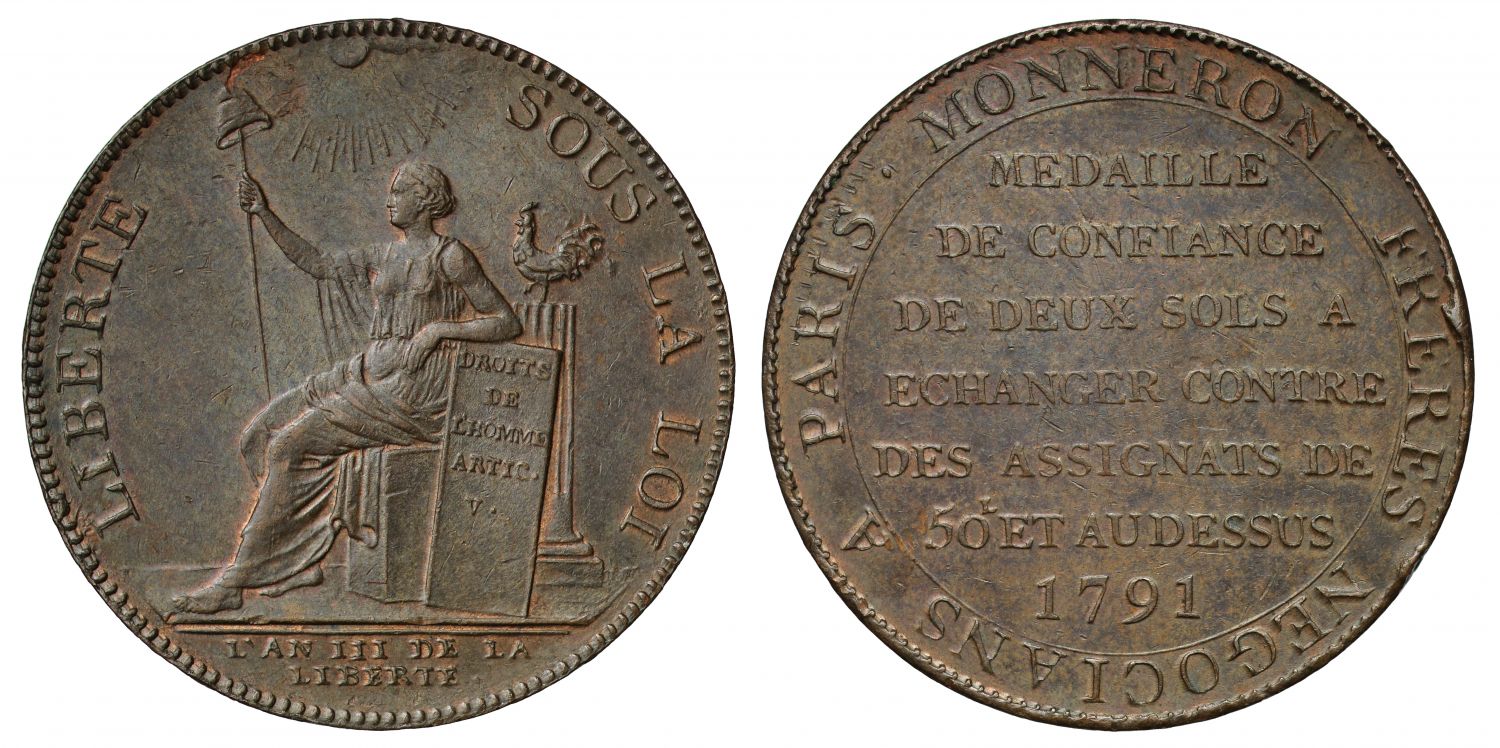 France, 1791 Monneron 2-Sols