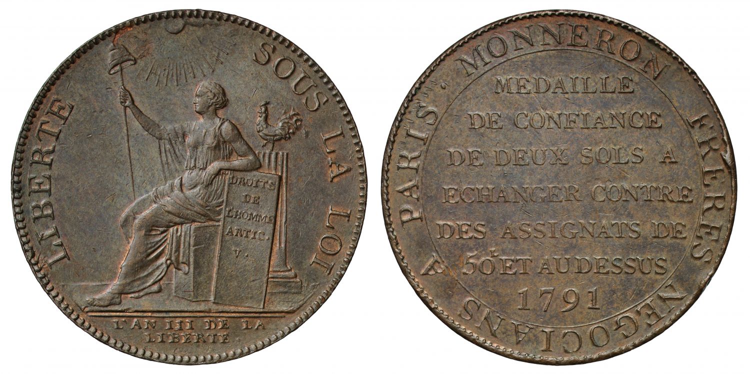 France, 1791 Monneron 2-Sols