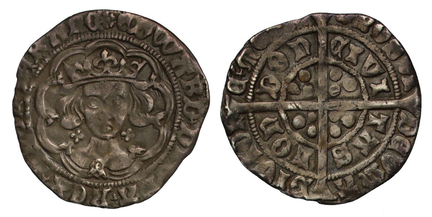 Edward IV silver Groat fleur over E, London with York obverse