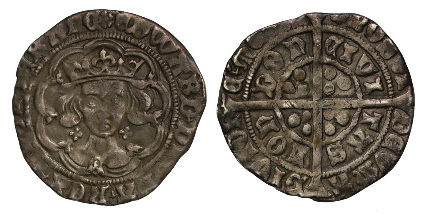 Edward IV silver Groat fleur over E, London with York obverse