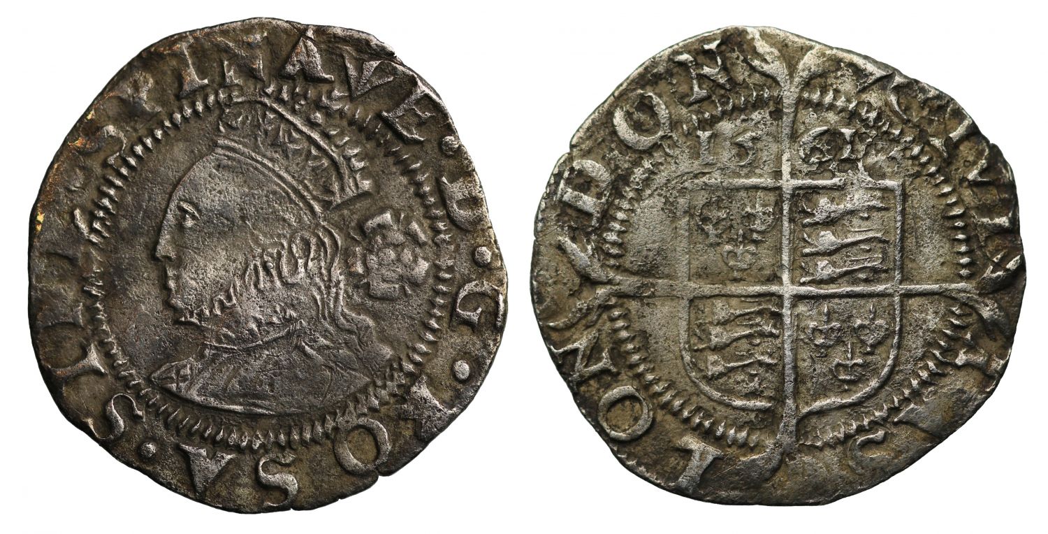 Elizabeth I 1561 Three Halfpence mm pheon