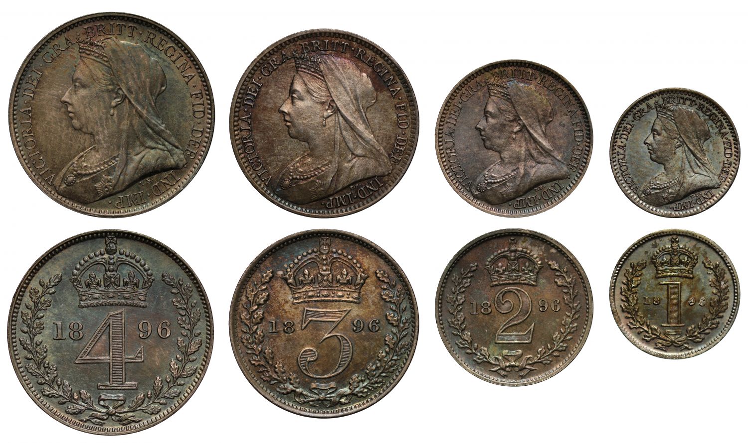 Victoria 1896 Maundy set in dated case of issue