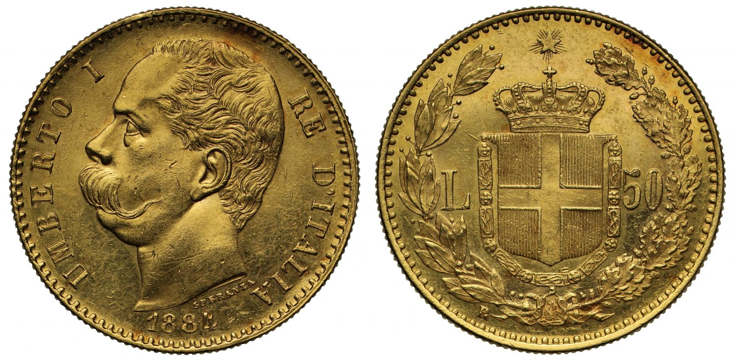 Italy, Umberto I 1884 50-Lire MS61