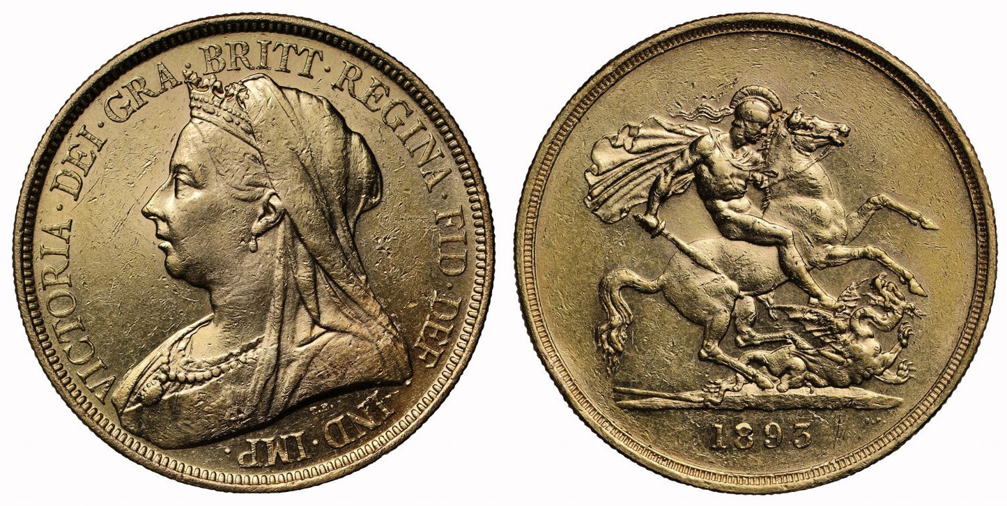 Victoria 1893 gold Five Pounds