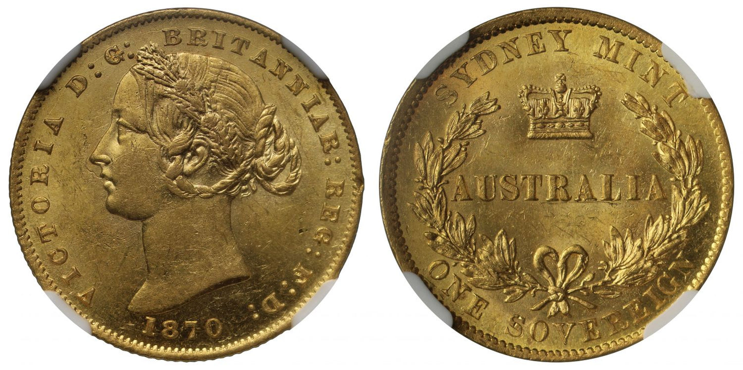 Australia, Victoria 1870 Sydney Sovereign AU58