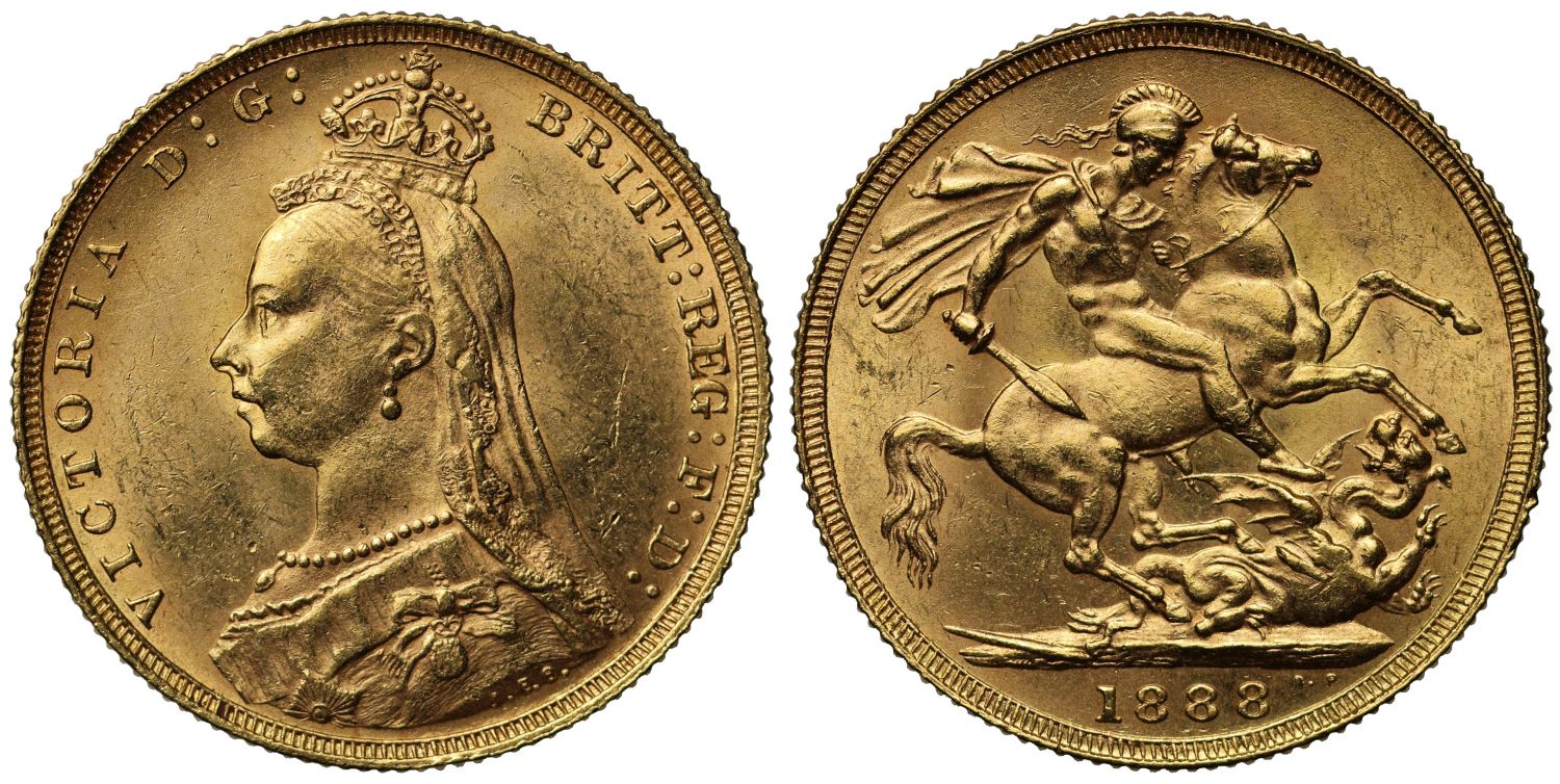 Sovereign 1888 London, second legend (DISH L9)