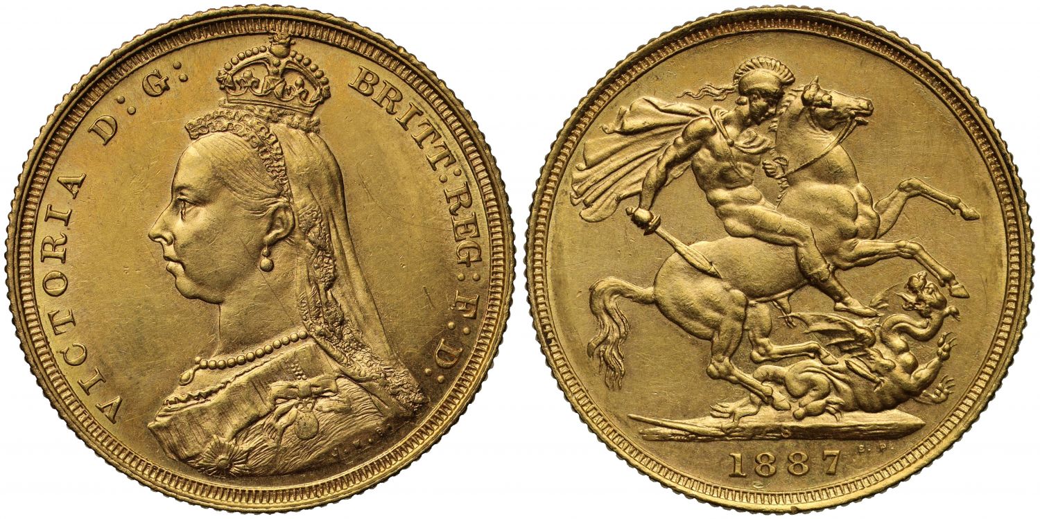 Sovereign 1887 Sydney, arc full stops, proof-like (DISH S1)