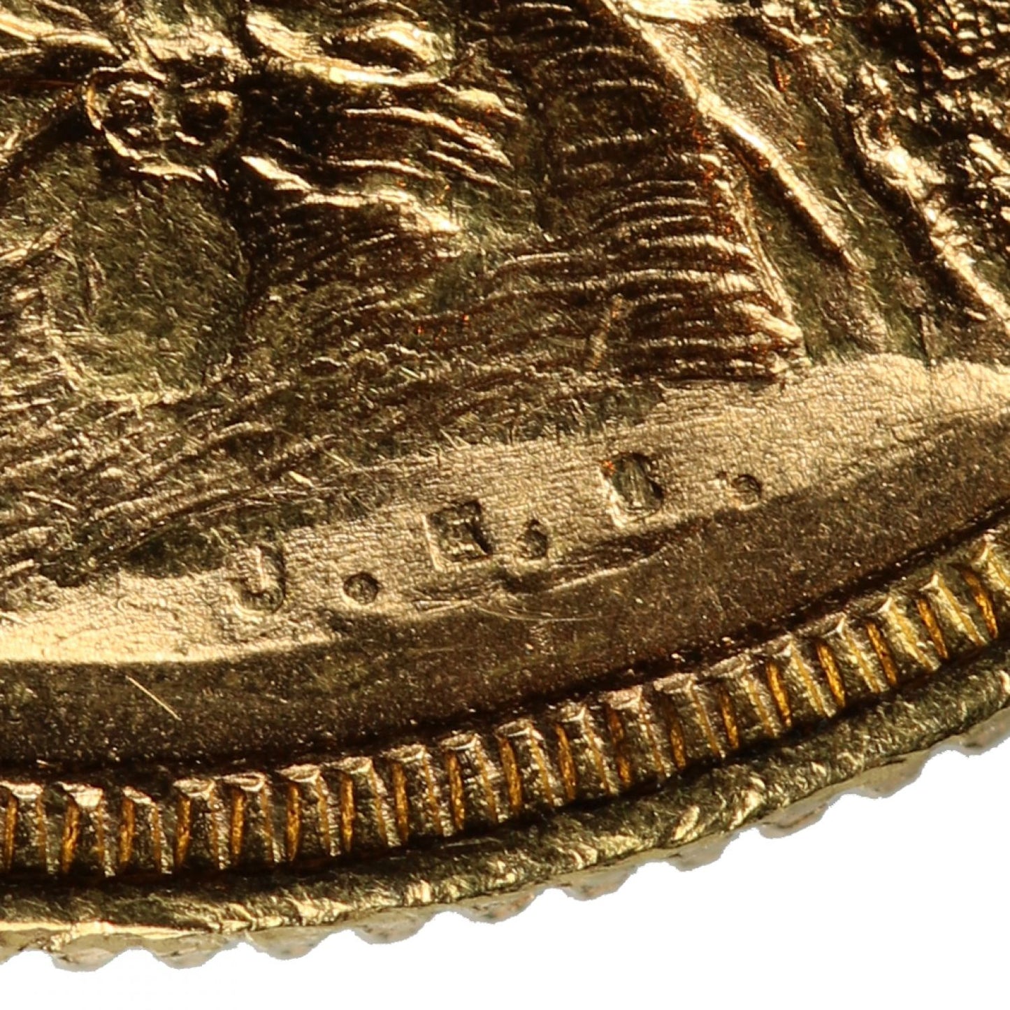 Sovereign 1887 Melbourne, first legend, hooked J, lower close (DISH M4)