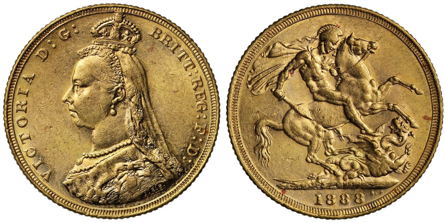 Sovereign 1888 Melbourne, first legend (DISH M9)