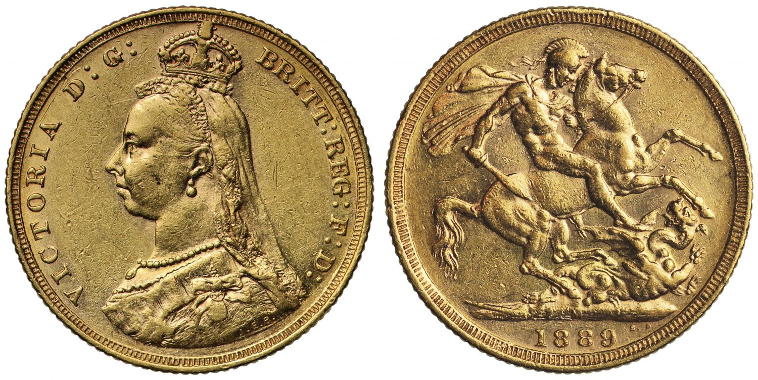 Sovereign 1889 Melbourne, first legend (DISH M11)