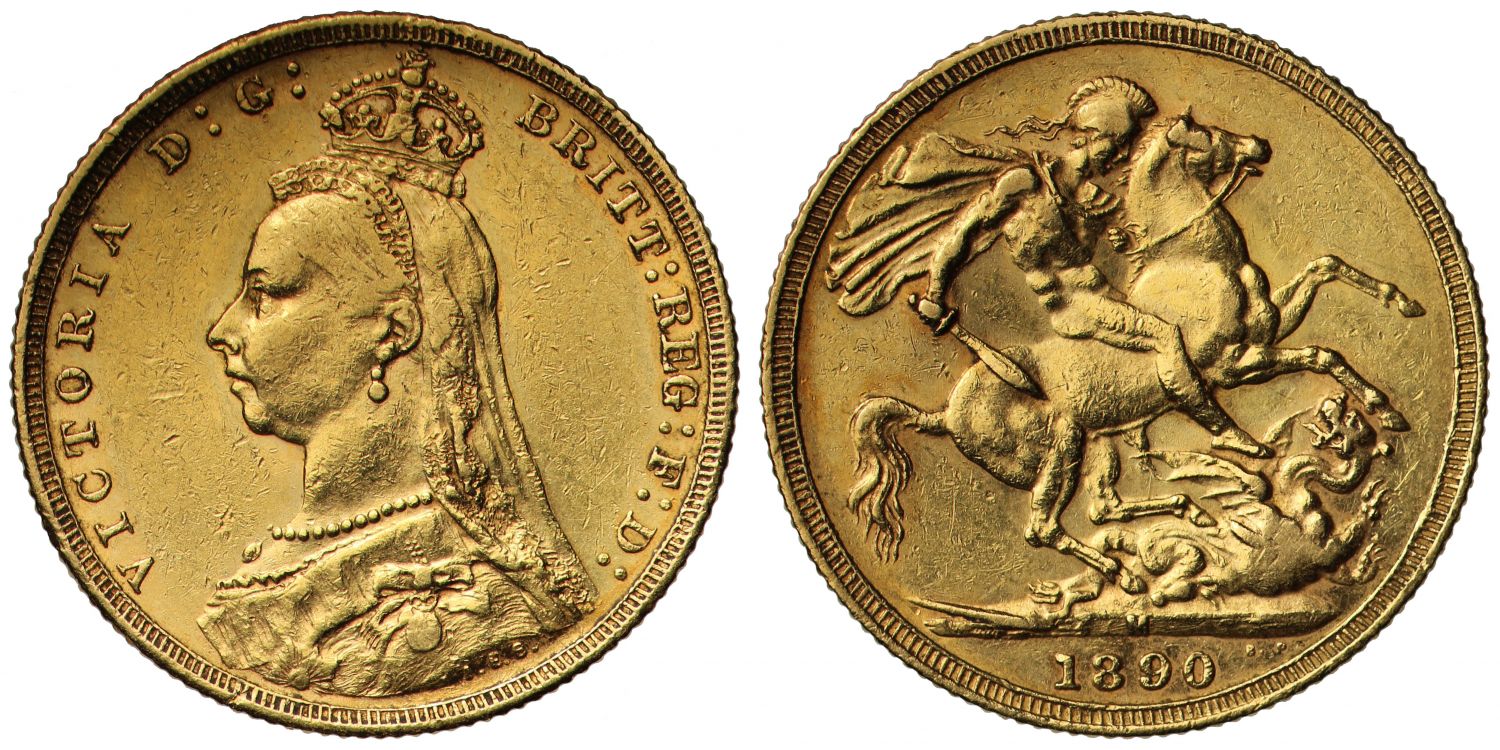 Sovereign 1890 Melbourne, second legend (DISH M14)