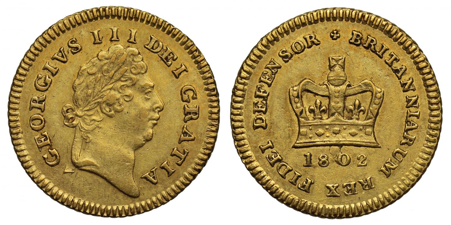 George III 1802 Third-Guinea of Seven Shillings, 2nd type,1st bust