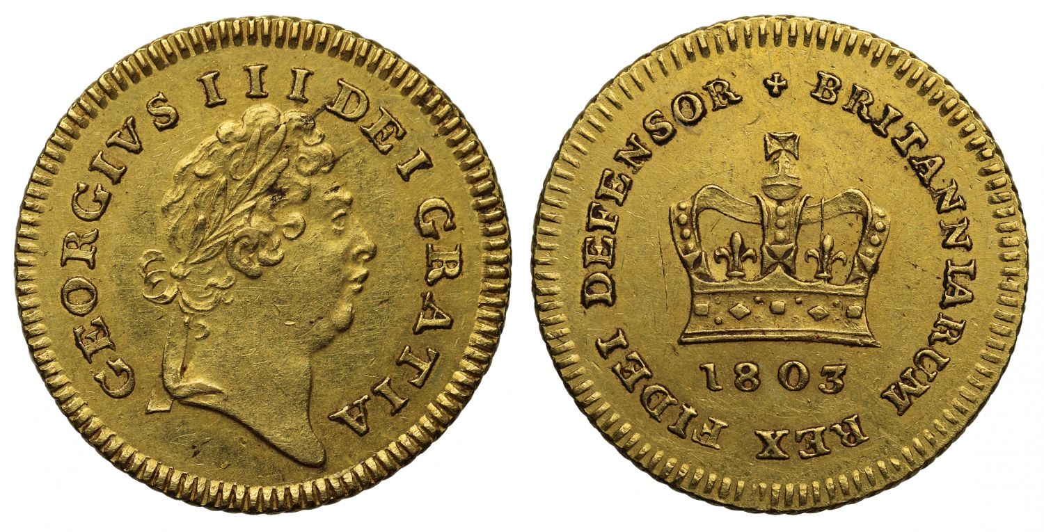 George III 1803 Third-Guinea of Seven Shillings, 2nd type, 1st bust