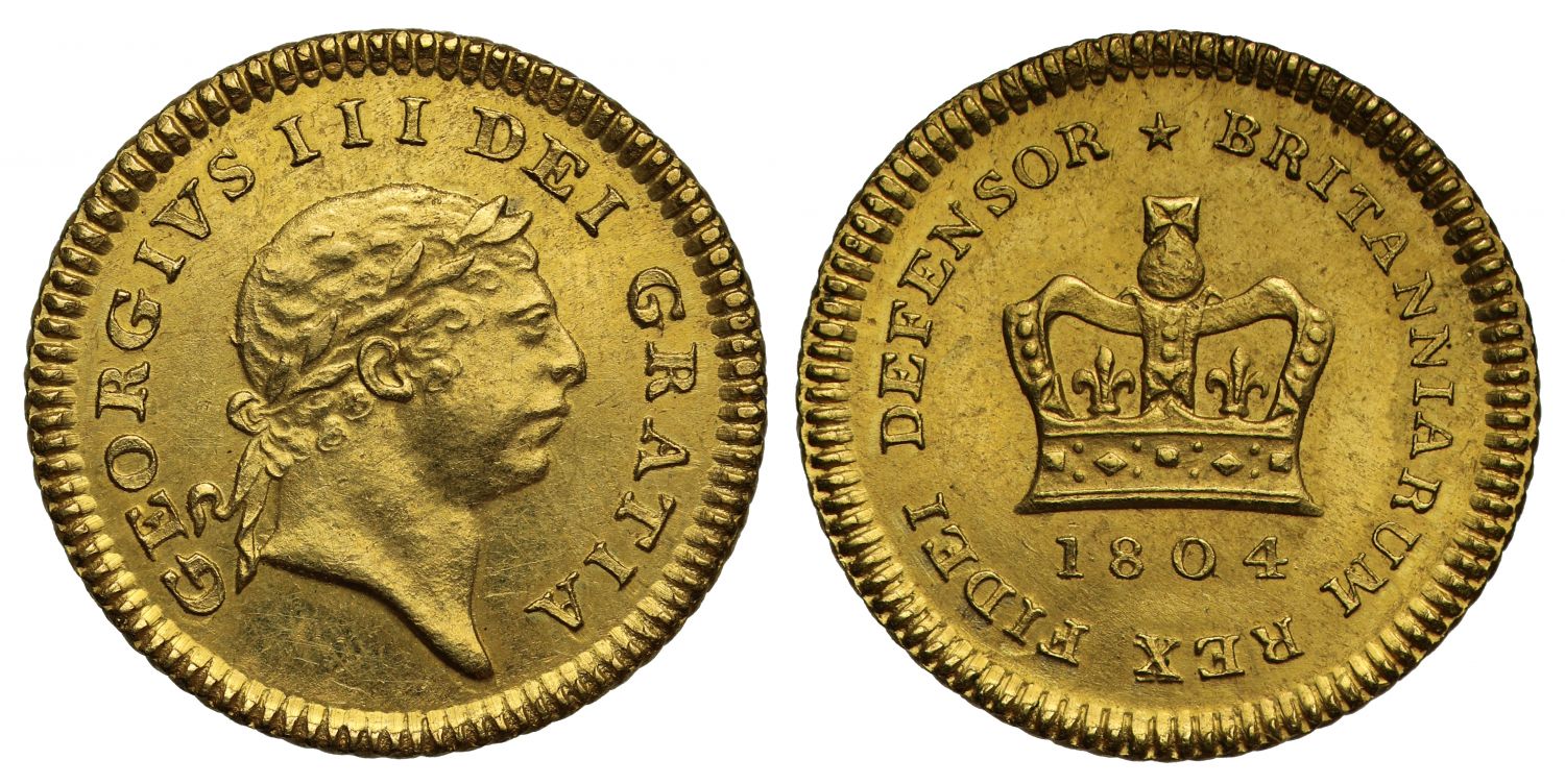 George III 1804 Third-Guinea of Seven Shillings, 3rd type, first year of 2nd bust