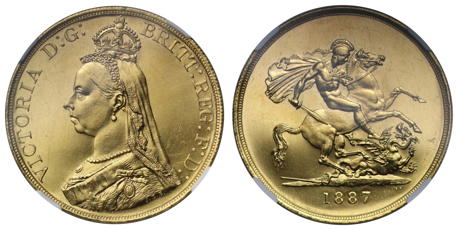 Victoria 1887 Five-Pounds MS64 PL
