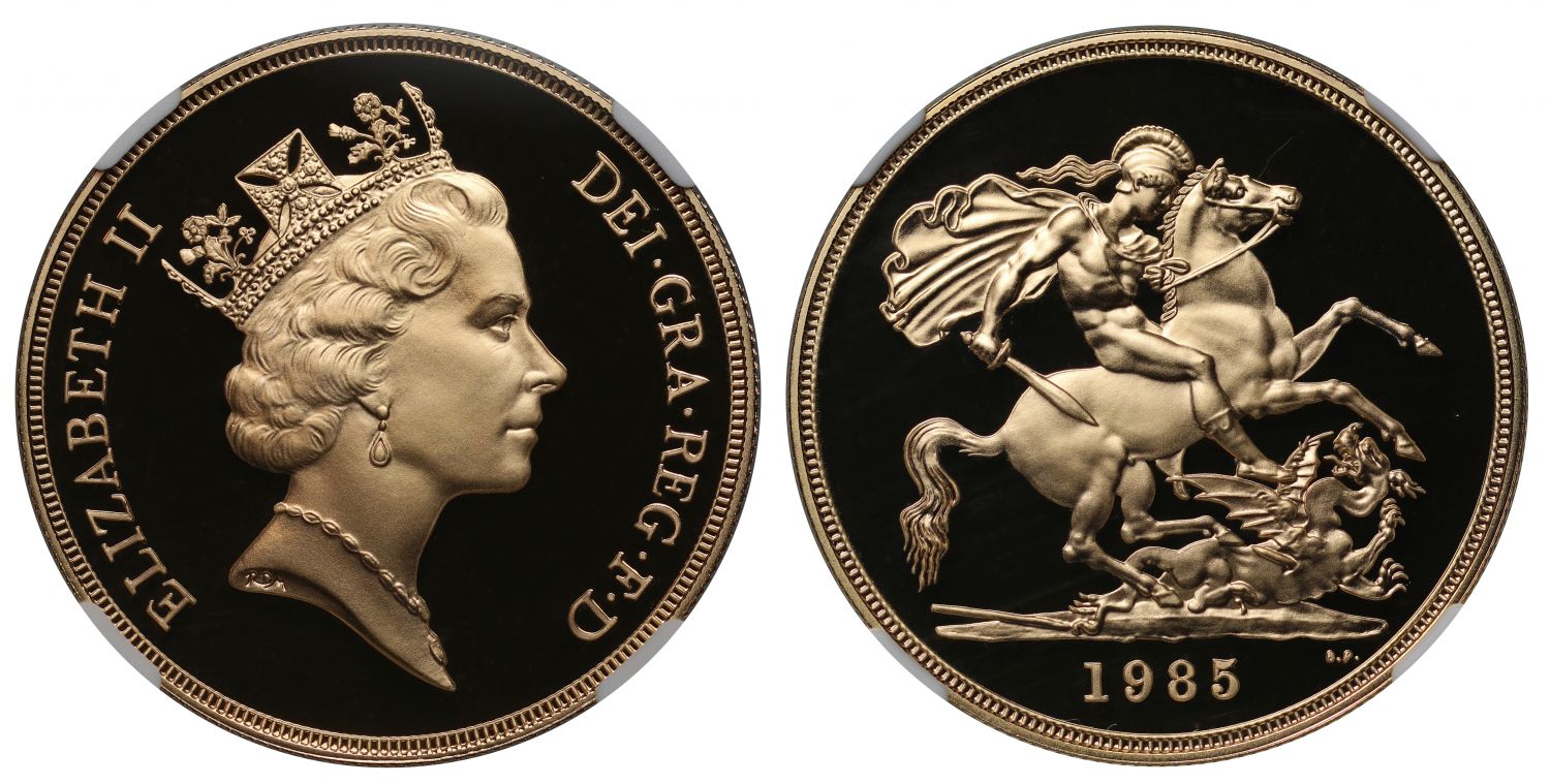 Elizabeth II 1985 proof Five-Pounds PF69 ULTRA CAMEO