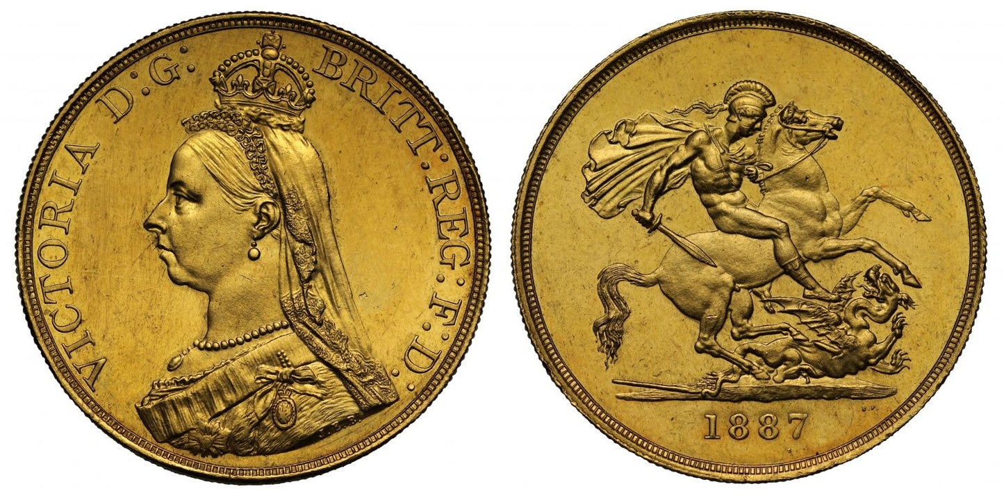 Victoria 1887 gold Five-Pounds, Golden Jubilee issue