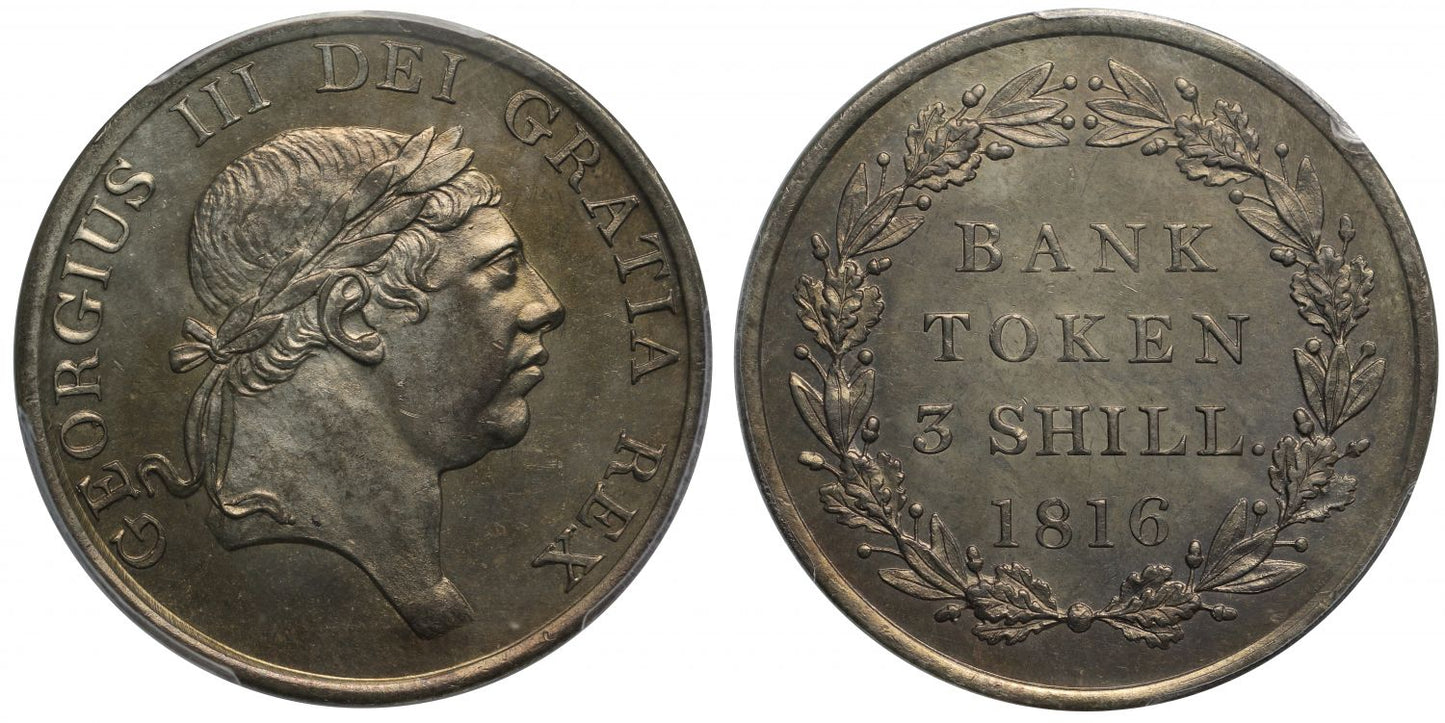 George III 1816 Three Shillings Bank Token MS63