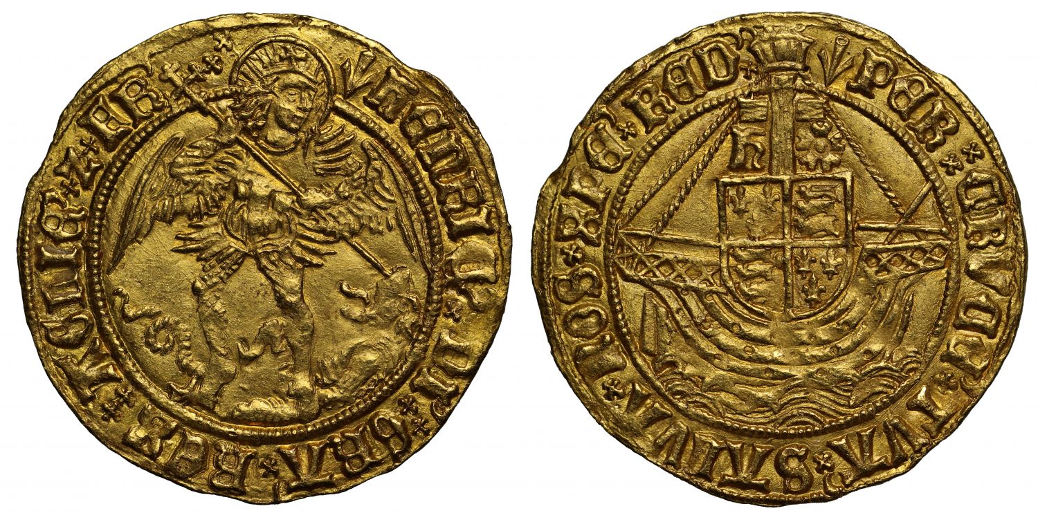 Henry VII gold Angel mintmark pheon