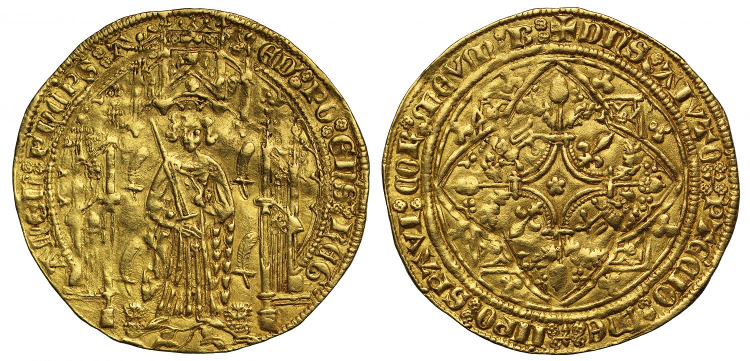 Anglo-Gallic, Edward the Black Prince Pavillon d'Or, 1st issue AGC 154B 1/d AU55
