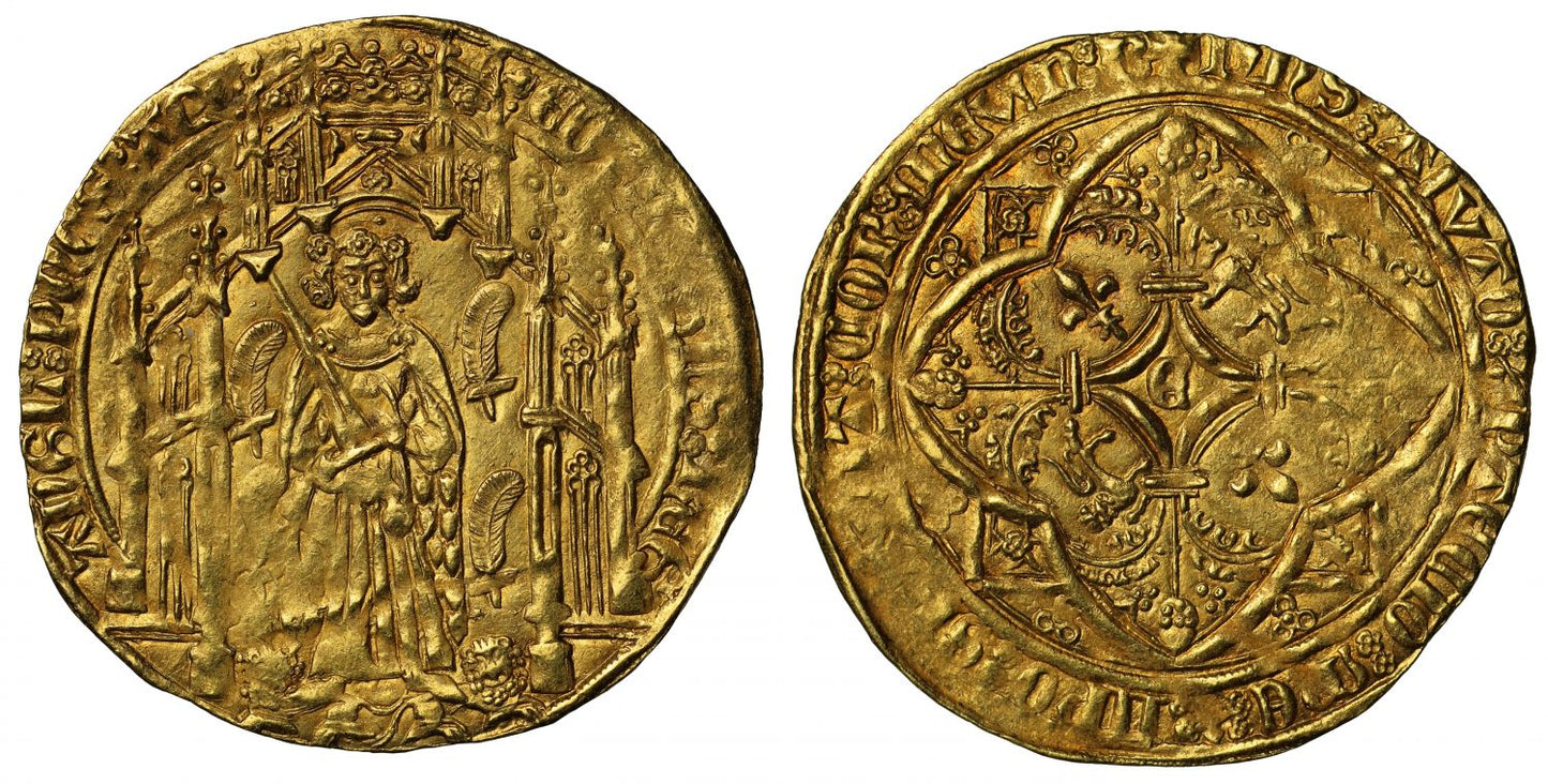 Anglo-Gallic, Edward the Black Prince Pavillon d'Or, no tressure on obverse, 2nd MS62