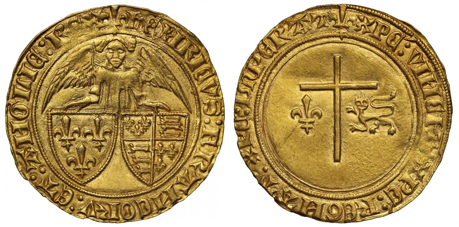 Anglo-Gallic, Henry VI Angelot d'Or, St Lô, mm lis, AGC 394A dies 2/a