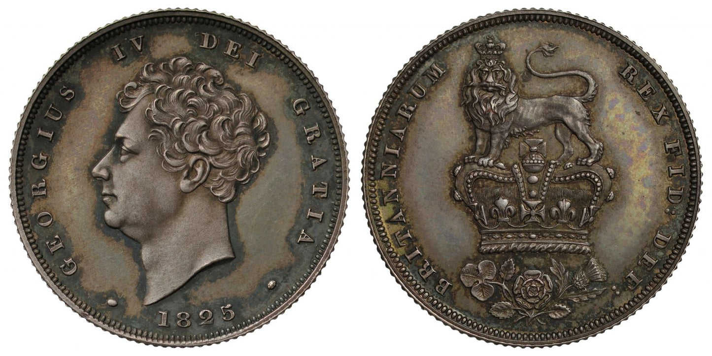 George IV 1825 Pattern Shilling, different reverse, rarity 5, PF62