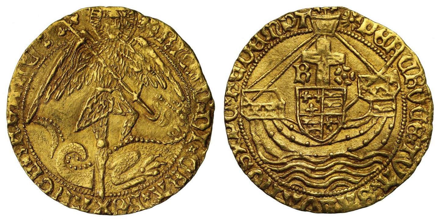 Richard III gold Angel mintmark sun+rose type 3