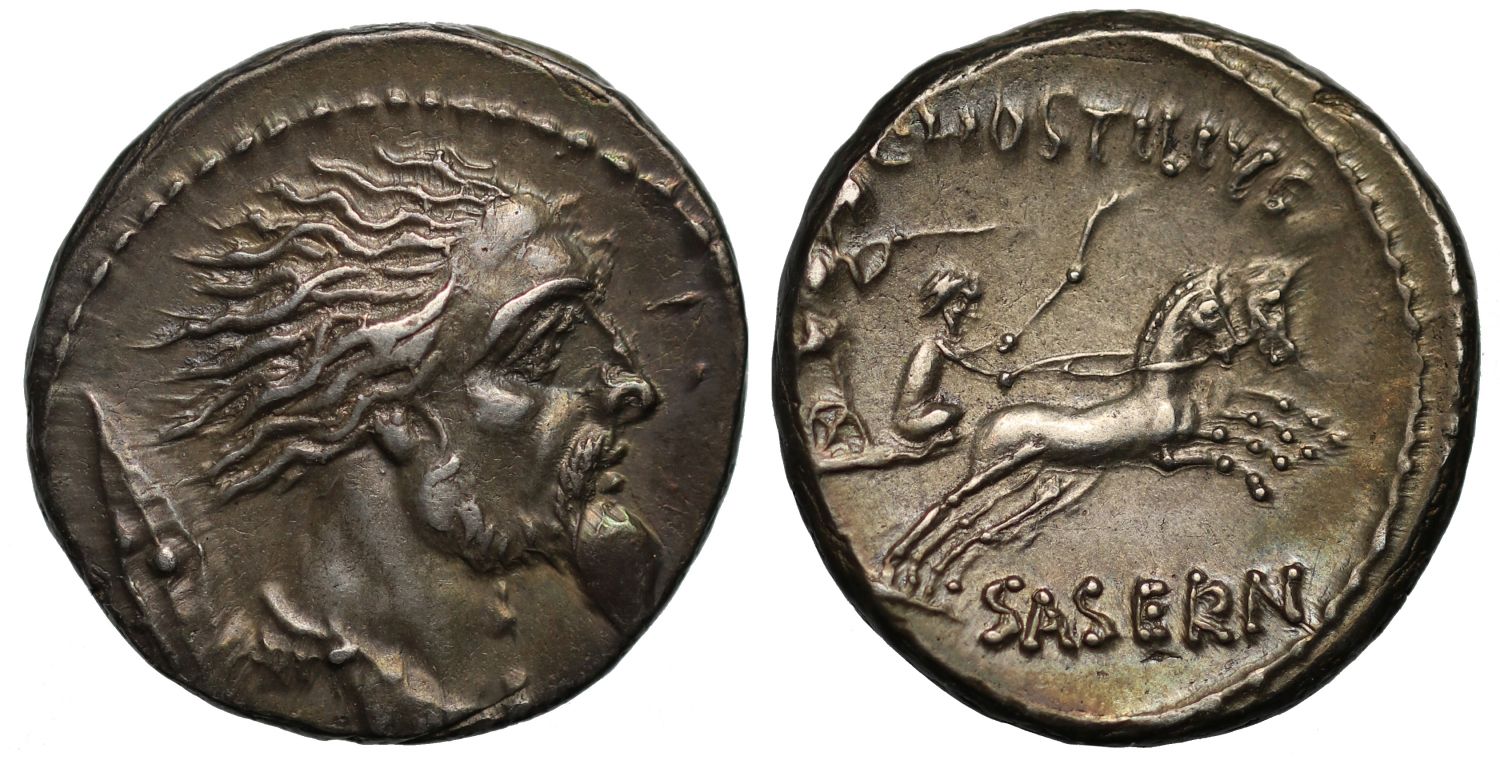 L. Hostilius Saserna, Silver Denarius