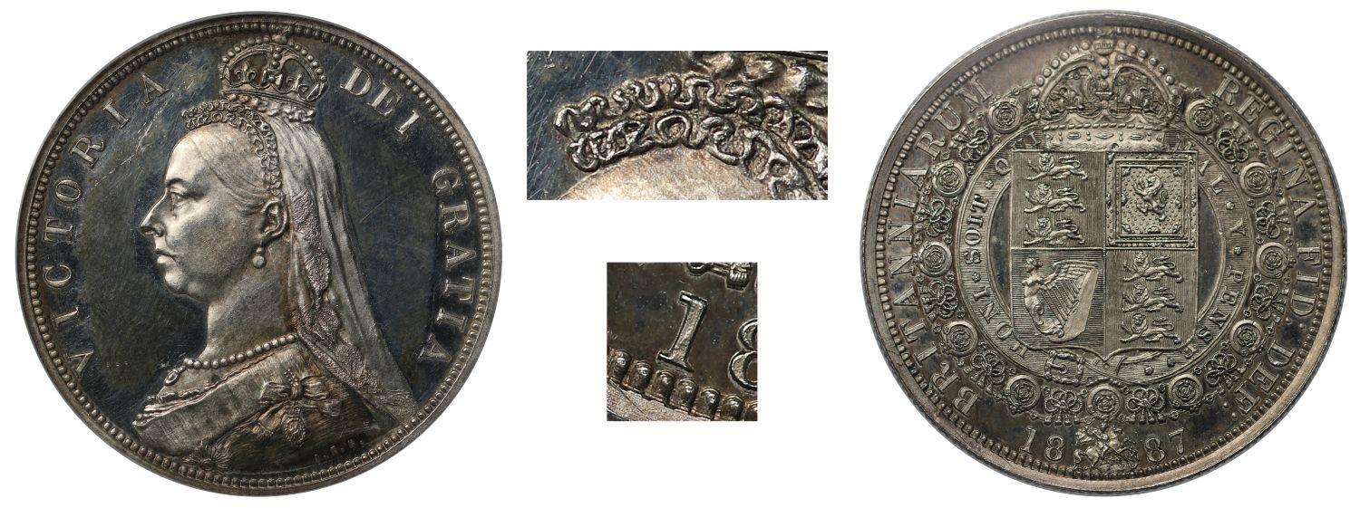 Victoria 1887 proof Halfcrown unrecorded die variety
