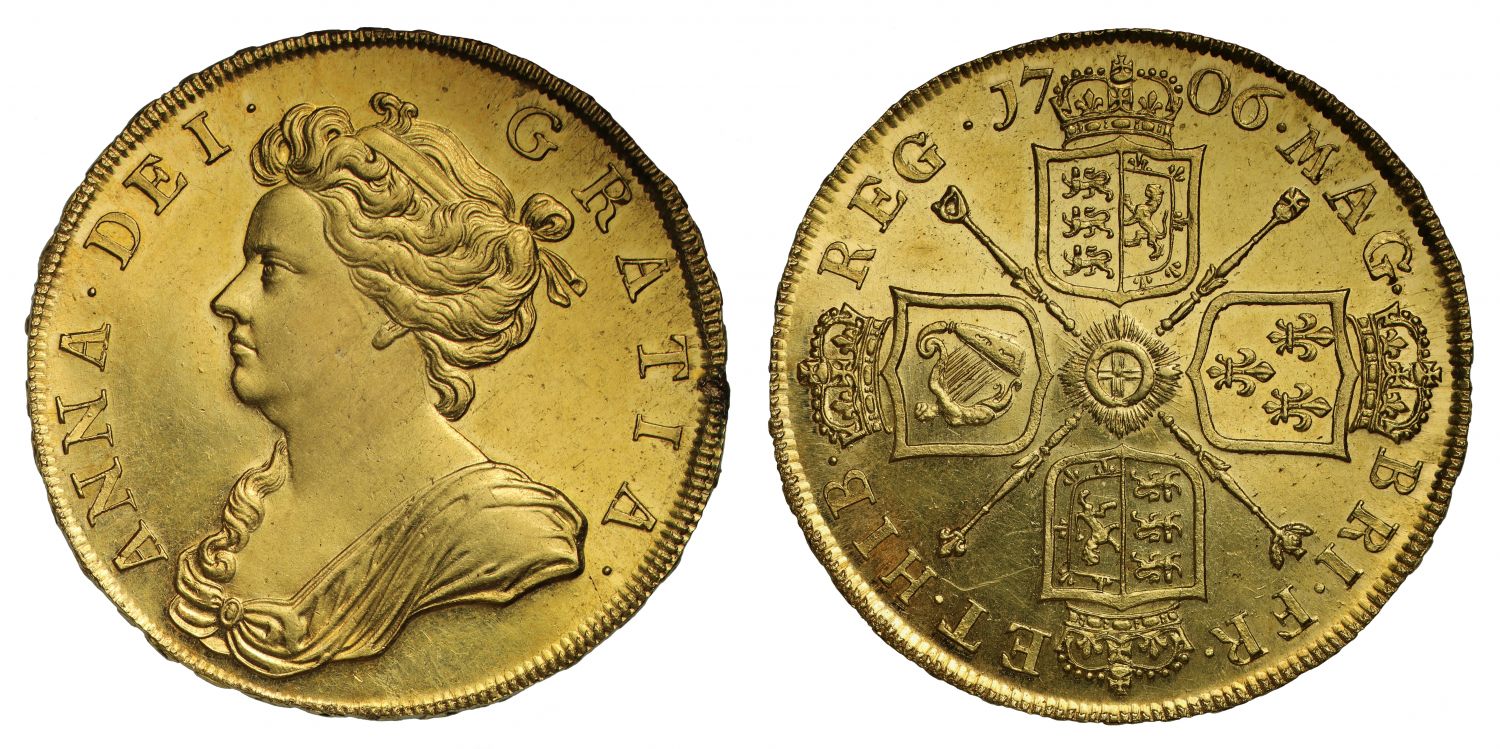 Anne 1706 Five Guineas Post Union