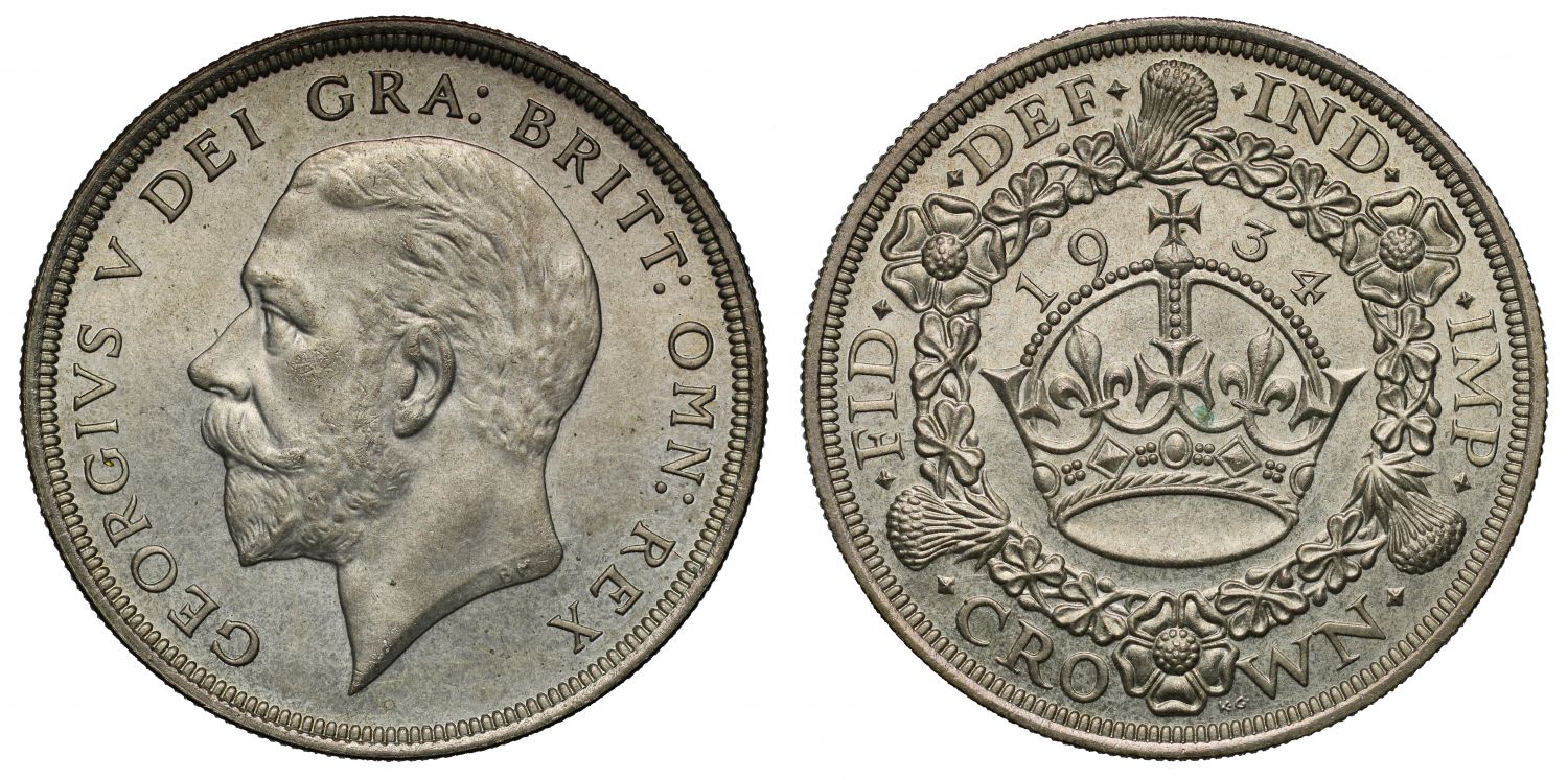 George V 1934 ' Wreath' Crown MS64
