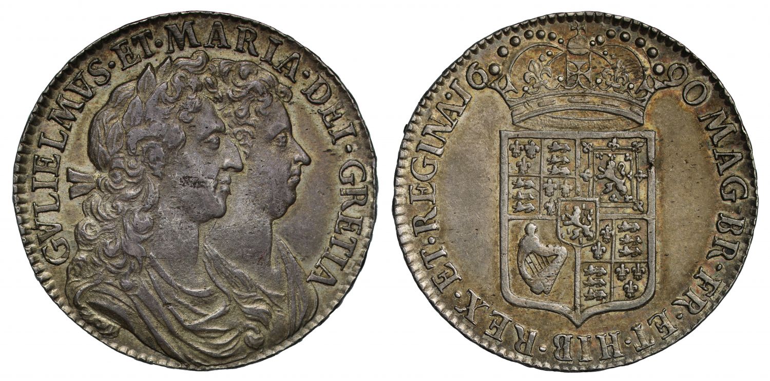 William and Mary 1690 GRETIA Halfcrown
